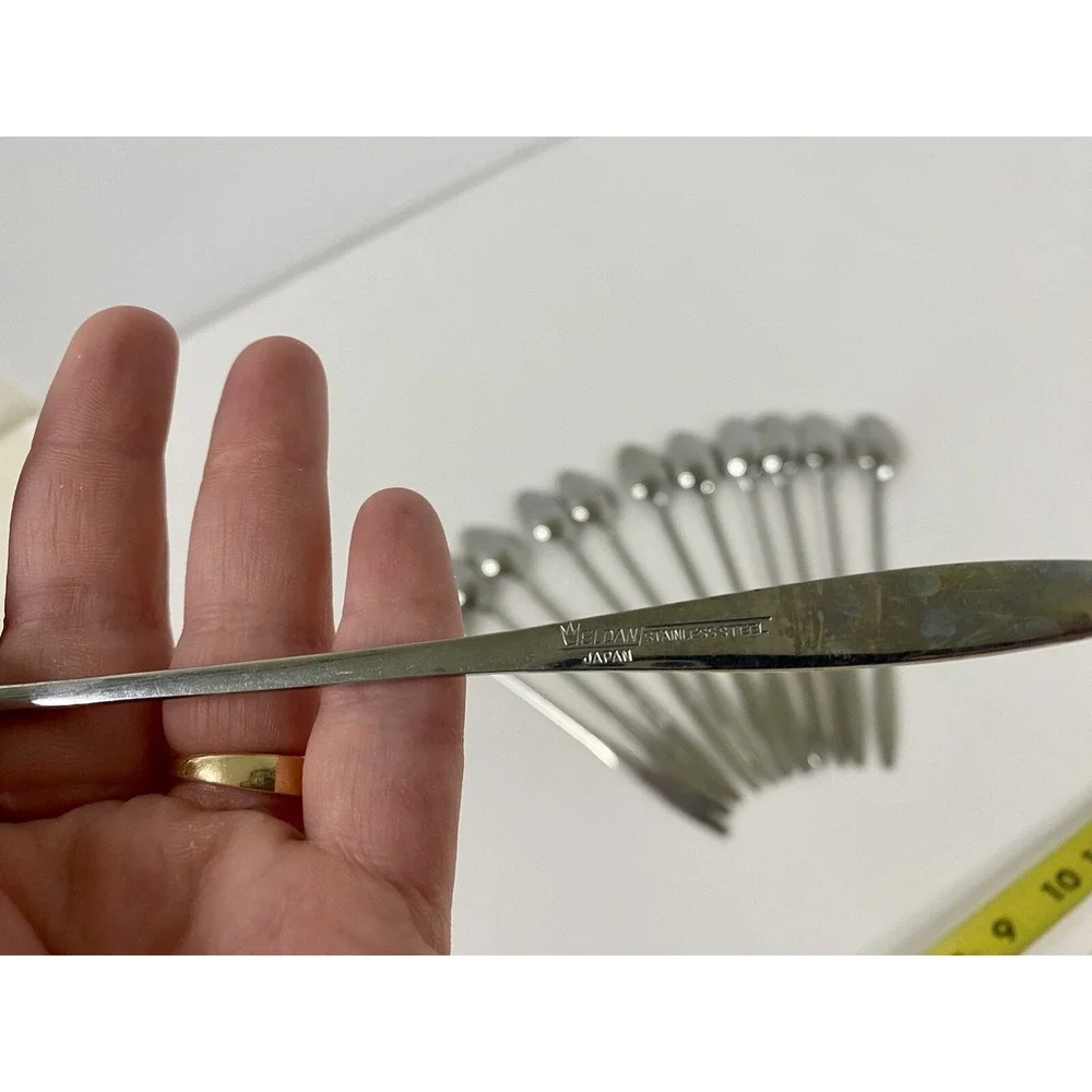 Eldan Stainless Japan ELD18 Pattern Textured Roses 12 Iced Tea Spoons 8 1/8